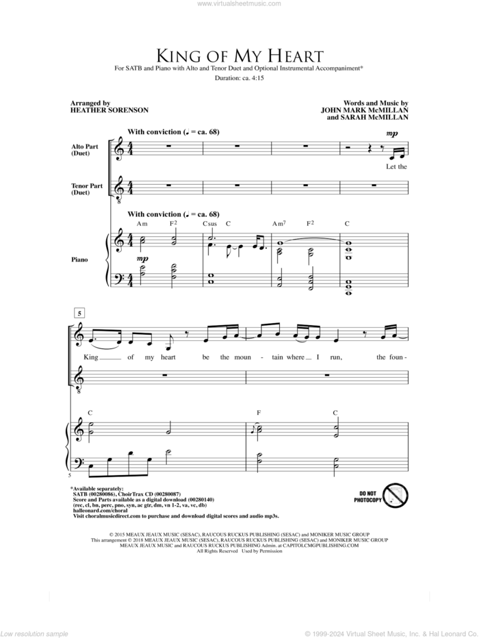 King Of My Heart sheet music for choir (SATB: soprano, alto, tenor, bass) by John Mark McMillan, Heather Sorenson, Kutless and Sarah McMillan, intermediate skill level