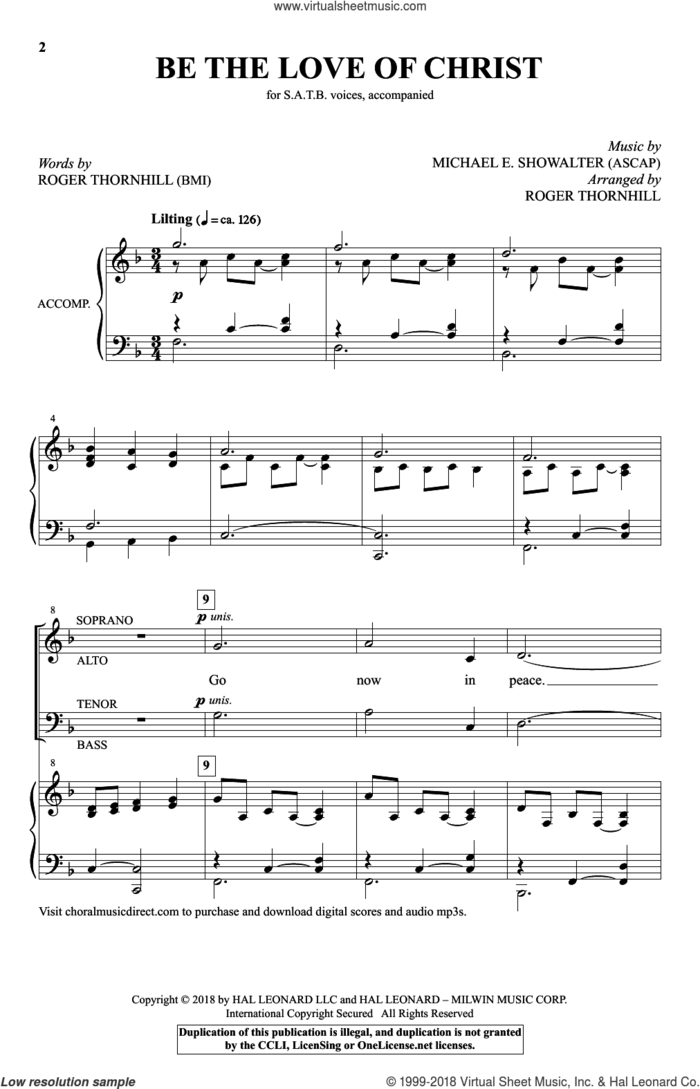 Be The Love Of Christ sheet music for choir (SATB: soprano, alto, tenor, bass) by Michael E. Showalter and Roger Thornhill, intermediate skill level