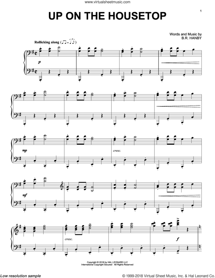 Up On The Housetop [Jazz version] sheet music for piano solo by Benjamin Hanby, intermediate skill level
