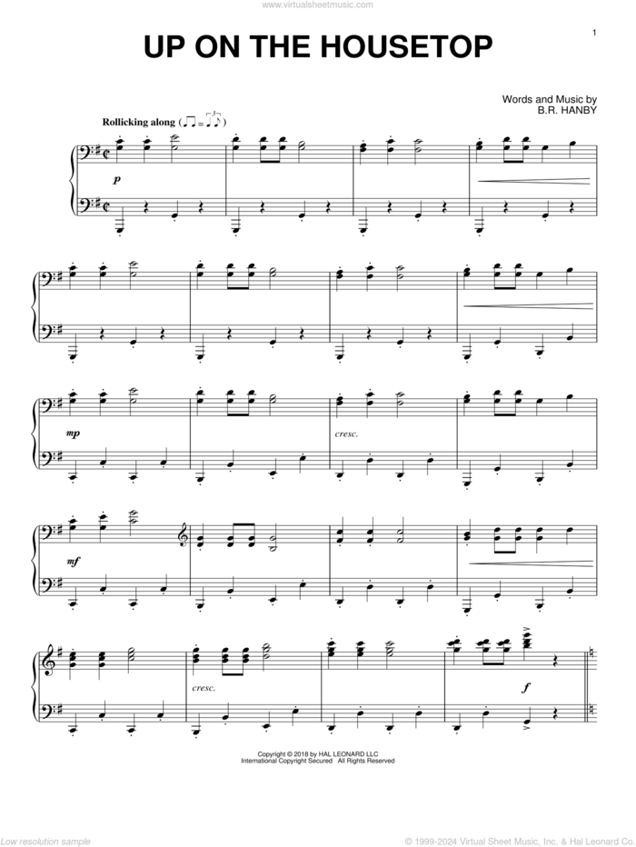 Up On The Housetop [Jazz version] sheet music for piano solo by Benjamin Hanby, intermediate skill level