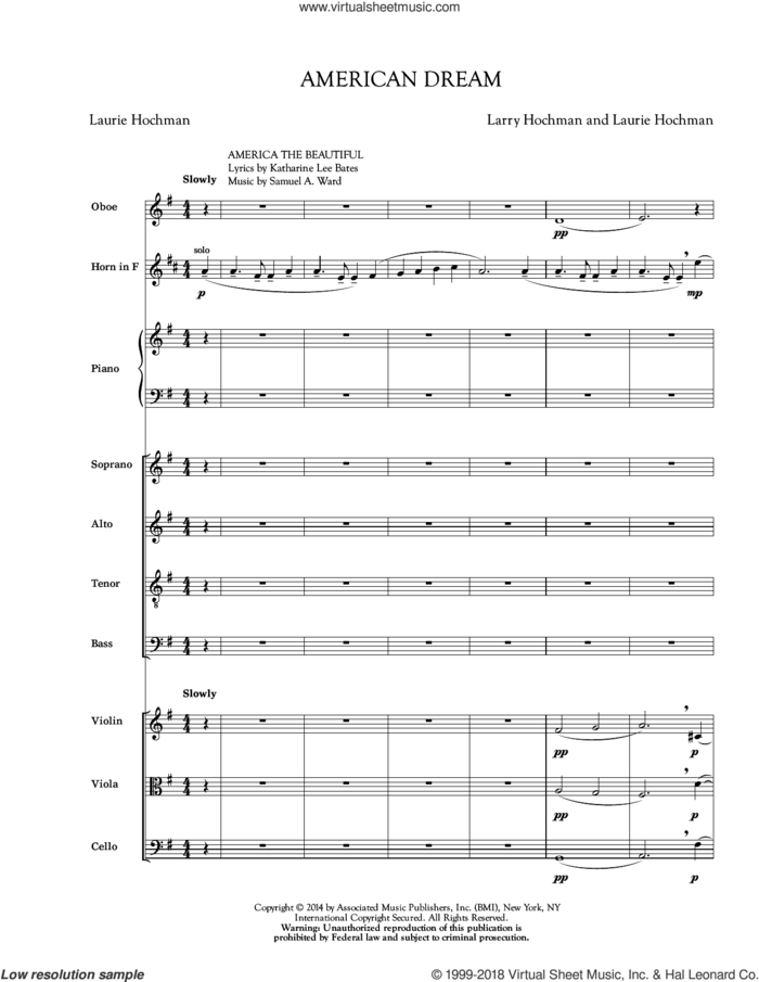 American Dream (COMPLETE) sheet music for orchestra/band by Judith Clurman, Larry Hochman and Laurie Hochman, intermediate skill level