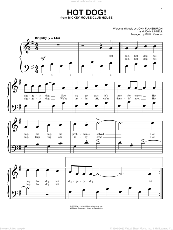 Hot Dog! (arr. Phillip Keveren) sheet music for piano solo (big note book) by They Might Be Giants, Phillip Keveren, John Flansburgh and John Linnell, easy piano (big note book)