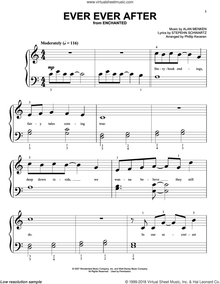 Ever Ever After (arr. Phillip Keveren) sheet music for piano solo (big note book) by Carrie Underwood, Phillip Keveren, Alan Menken and Stephen Schwartz, easy piano (big note book)