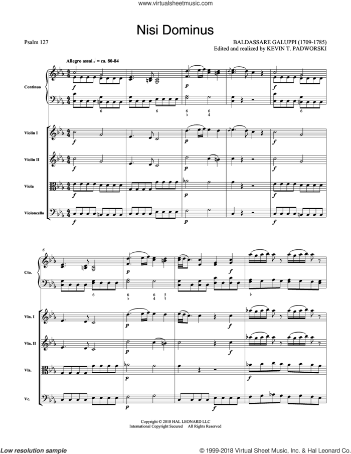 Nisi Dominus (COMPLETE) sheet music for orchestra/band by Baldassare Galuppi and Kevin T. Padworski, intermediate skill level