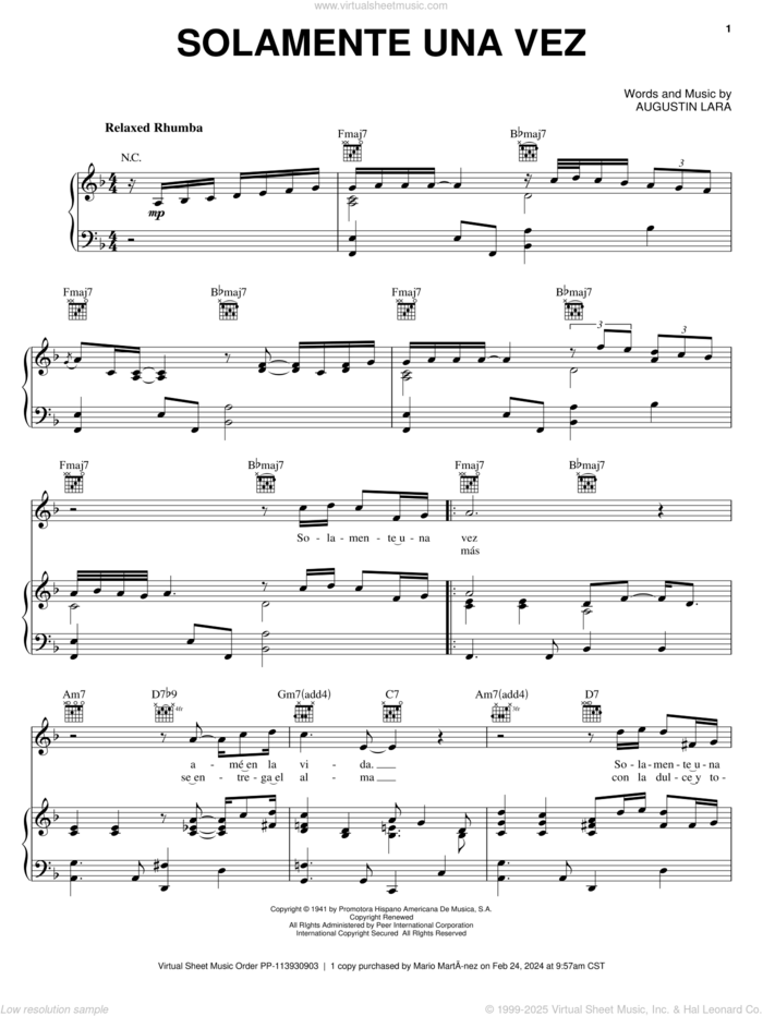 You Belong To My Heart (Solamente Una Vez) sheet music for voice, piano or guitar by Andrea Bocelli, Agustin Lara and Ray Gilbert, intermediate skill level