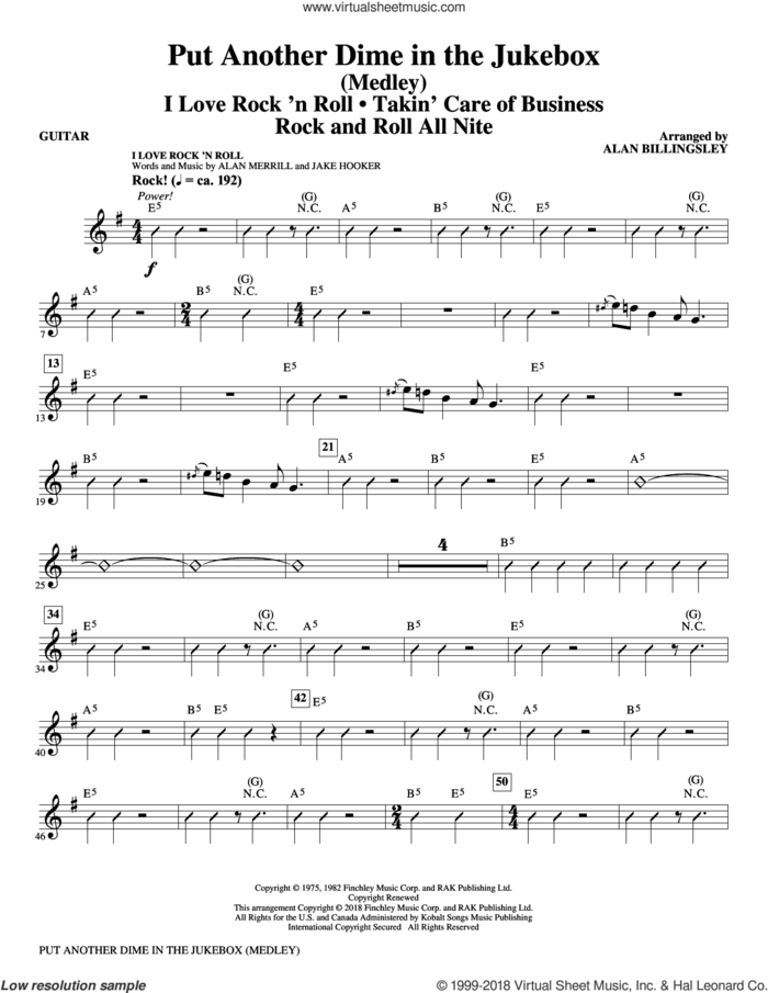 Put Another Dime In The Jukebox (Medley) sheet music for orchestra/band (guitar) by Alan Billingsley, Alan Merrill and Jake Hooker, intermediate skill level