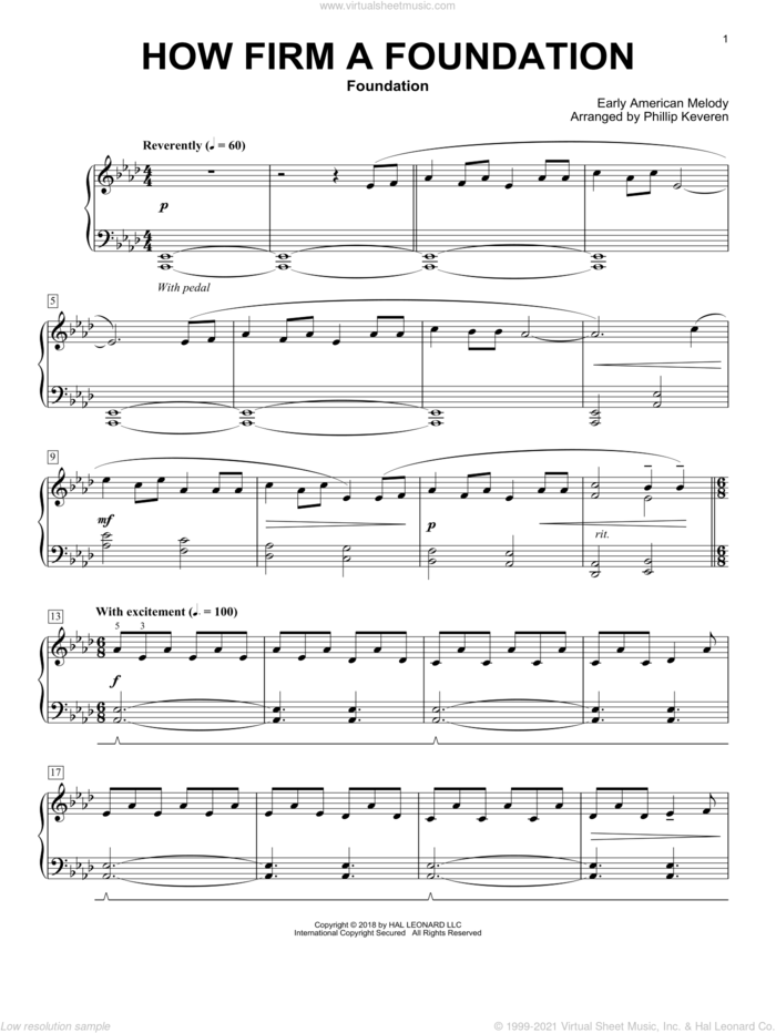 How Firm a Foundation (arr. Phillip Keveren) sheet music for piano solo by John Rippon, Phillip Keveren and Miscellaneous, intermediate skill level