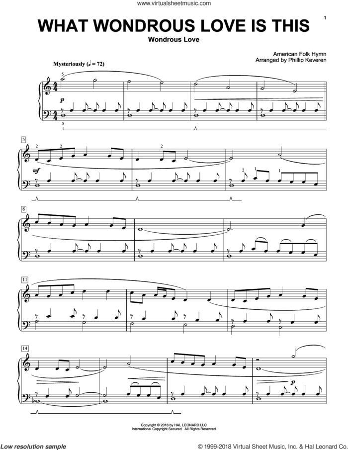 What Wondrous Love Is This (arr. Phillip Keveren) sheet music for piano solo by Billy Walker, Phillip Keveren and Miscellaneous, intermediate skill level