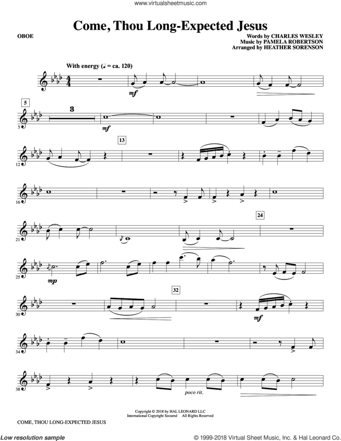 Come, Thou Long-Expected Jesus (complete set of parts) sheet music for orchestra/band by Heather Sorenson, Charles Wesley and Pamela Robertson, intermediate skill level