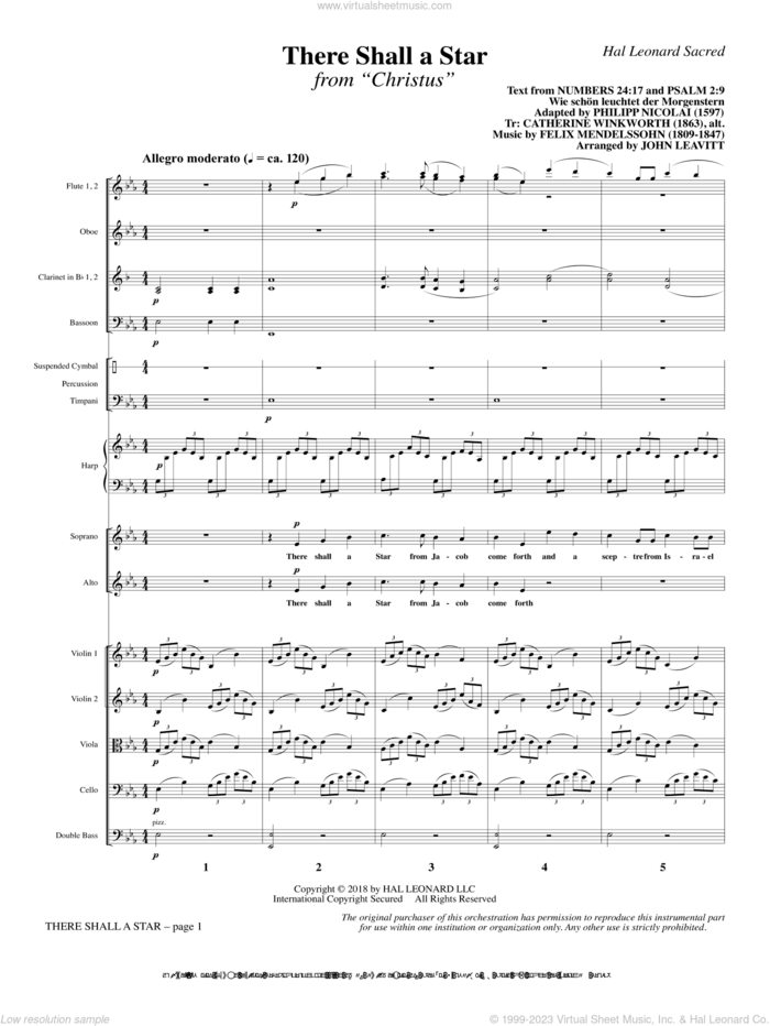There Shall a Star (arr. John Leavitt) sheet music for orchestra/band (full score) by Felix Mendelssohn-Bartholdy and John Leavitt, intermediate skill level