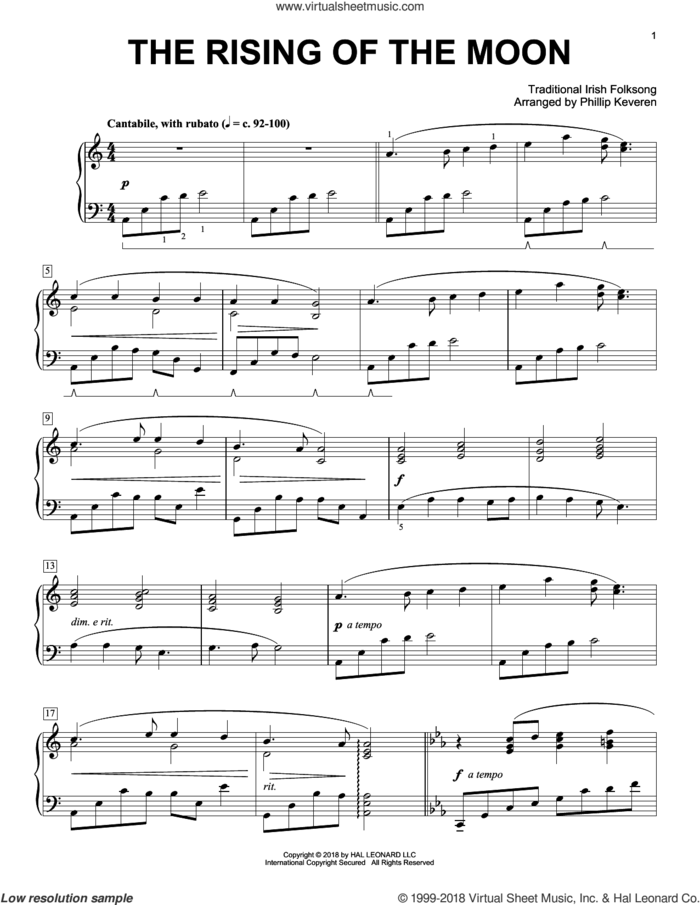 The Rising Of The Moon [Classical version] (arr. Phillip Keveren) sheet music for piano solo  and Phillip Keveren, intermediate skill level