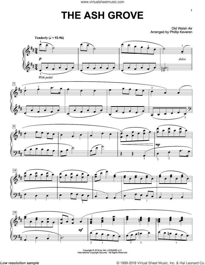 The Ash Grove [Classical version] (arr. Phillip Keveren) sheet music for piano solo by Old Welsh Air and Phillip Keveren, intermediate skill level