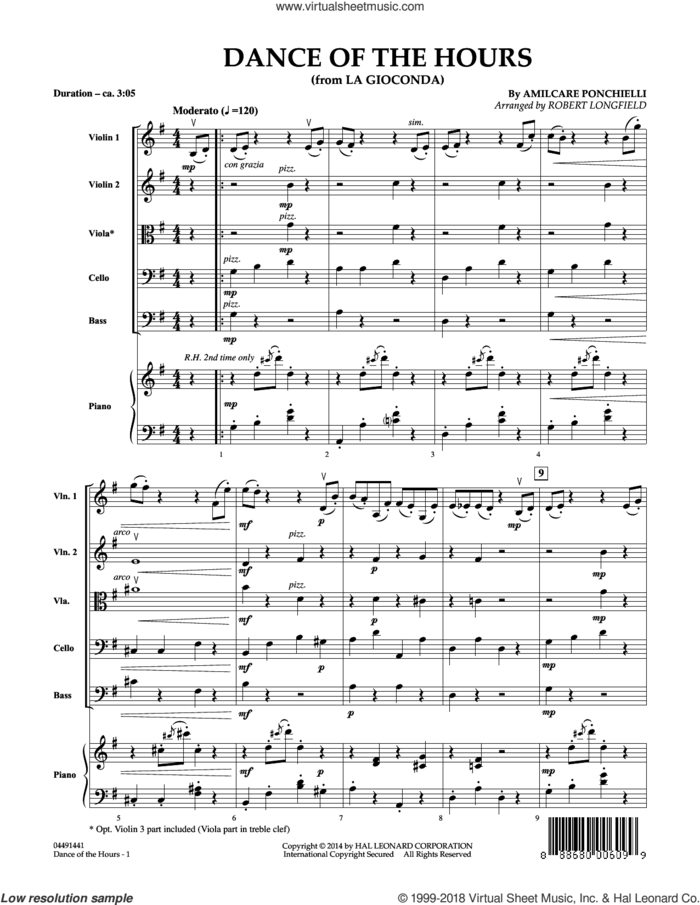 Dance of the Hours (arr. Robert Longfield) (COMPLETE) sheet music for orchestra by Robert Longfield and Amilcare Ponchielli, classical score, intermediate skill level