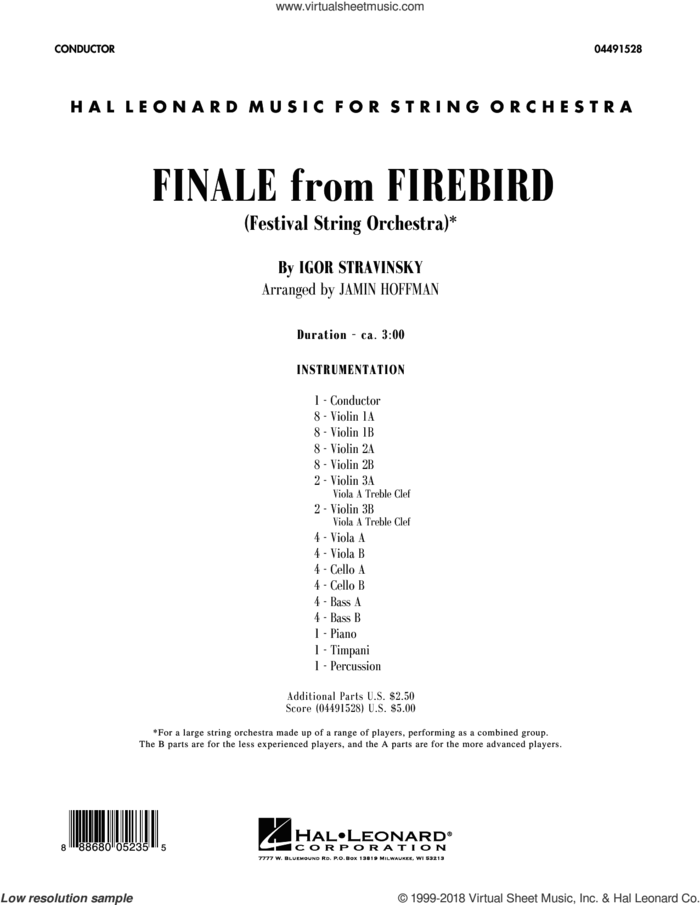 Finale from Firebird (arr. Jamin Hoffman) (COMPLETE) sheet music for orchestra by Igor Stravinsky and Jamin Hoffman, classical score, intermediate skill level