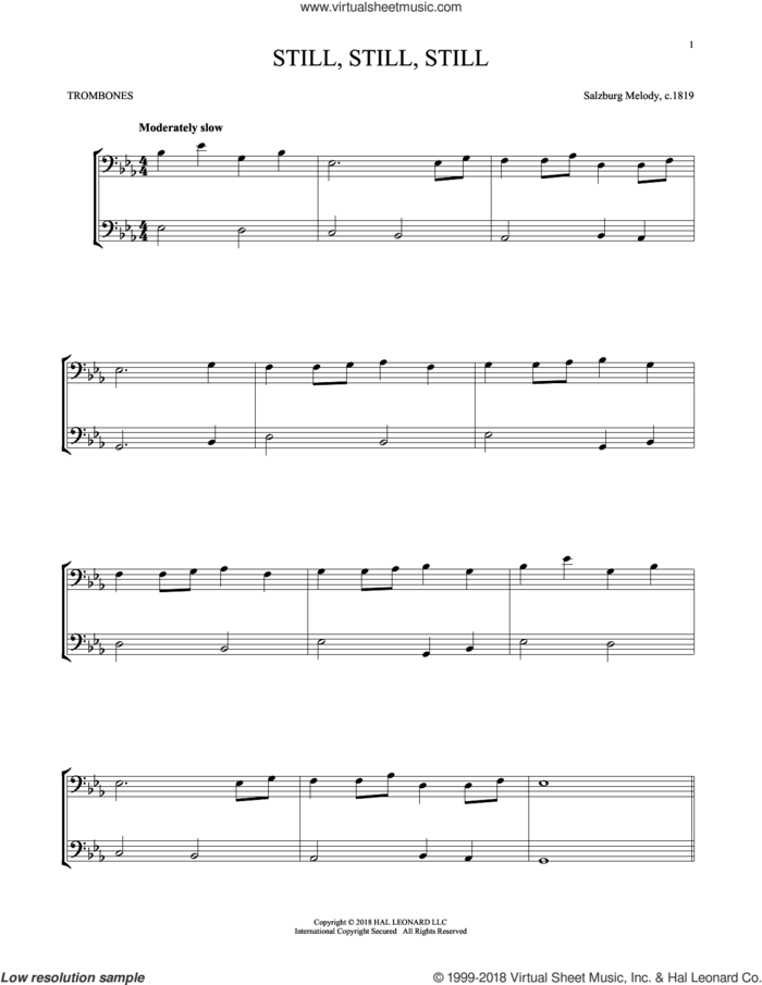 Still, Still, Still sheet music for TBNTRN (Trombone) by Mark Phillips, Miscellaneous and Salzburg Melody c.1819, intermediate skill level
