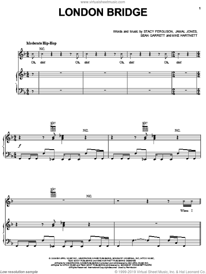 London Bridge Sheet Music For Voice Piano Or Guitar PDF 