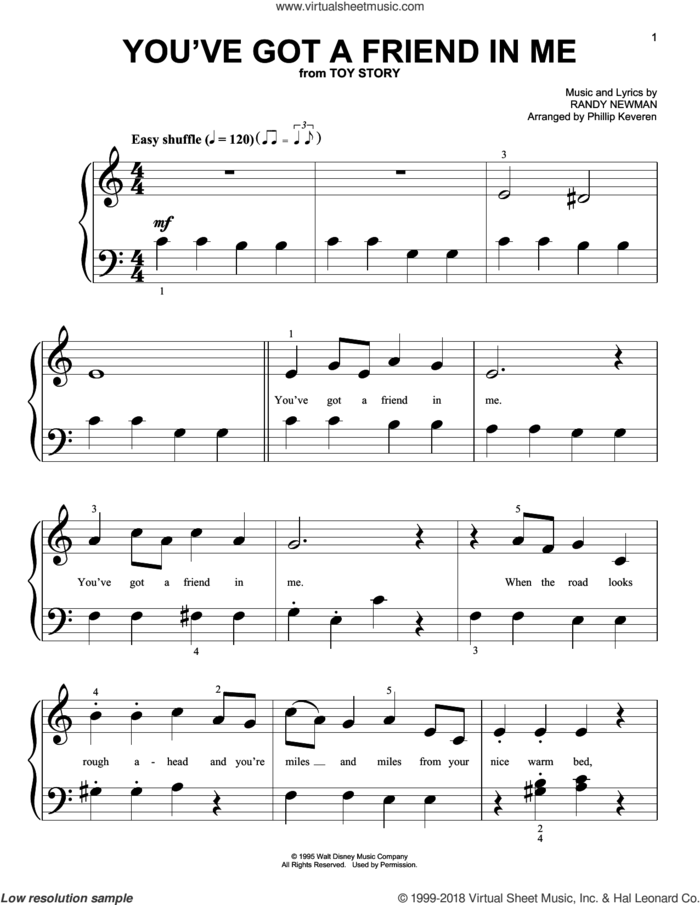 You've Got A Friend In Me (from Toy Story) (arr. Phillip Keveren) sheet music for piano solo (big note book) by Randy Newman, Lyle Lovett and Phillip Keveren, easy piano (big note book)