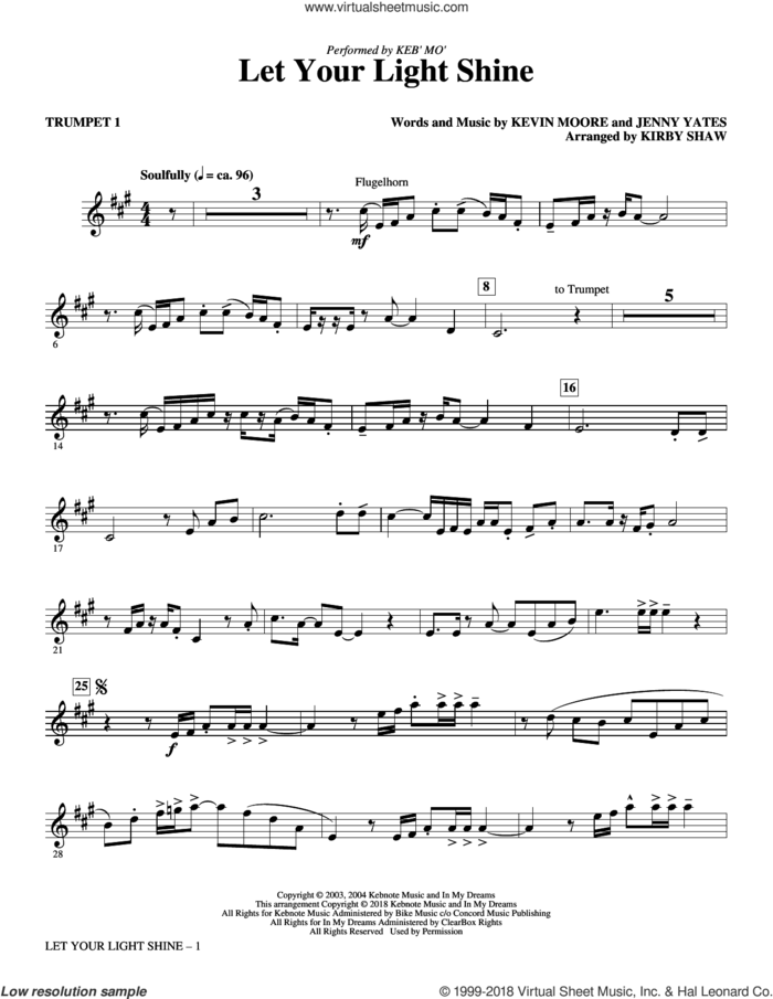Let Your Light Shine (arr. Kirby Shaw) (complete set of parts) sheet music for orchestra/band by Kirby Shaw, Jenny Yates and Kevin Moore, intermediate skill level