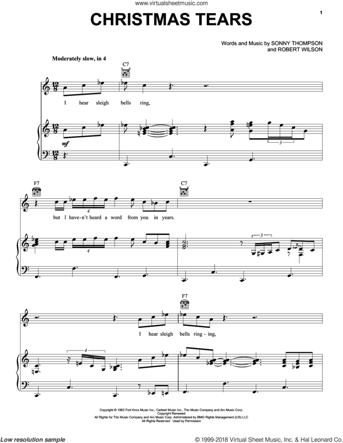 Christmas Tears sheet music for voice, piano or guitar by Eric Clapton, Robert Wilson and Sonny Thompson, intermediate skill level