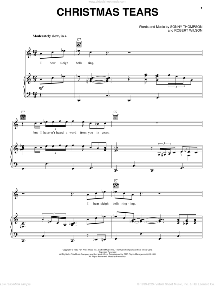 Christmas Tears sheet music for voice, piano or guitar by Eric Clapton, Robert Wilson and Sonny Thompson, intermediate skill level