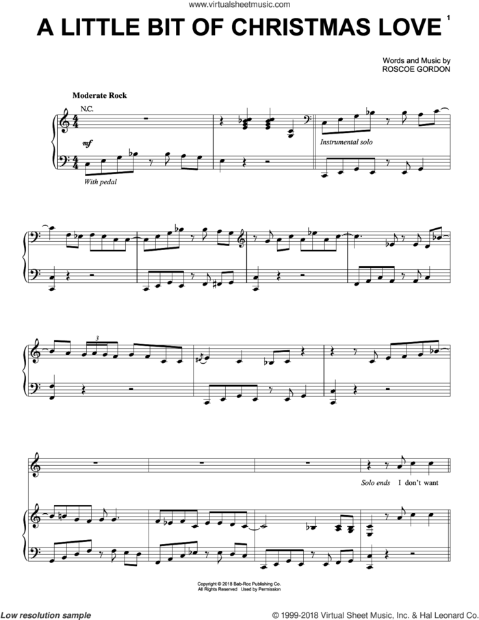 A Little Bit Of Christmas Love sheet music for voice, piano or guitar by Eric Clapton and Rosco Gordon, intermediate skill level
