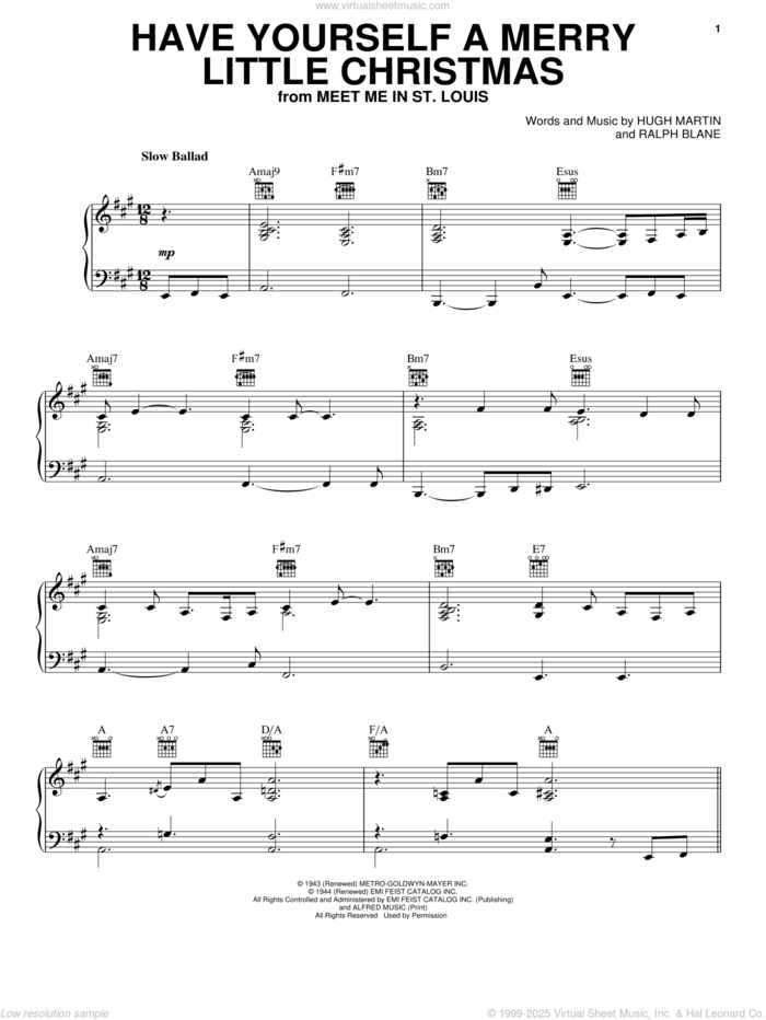 Have Yourself A Merry Little Christmas sheet music for voice, piano or guitar by Eric Clapton, Hugh Martin and Ralph Blane, intermediate skill level