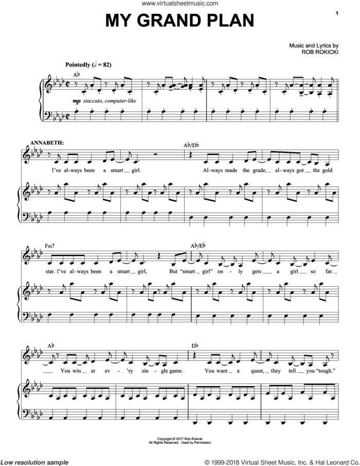 My Grand Plan (from The Lightning Thief: The Percy Jackson Musical) sheet music for voice and piano by Rob Rokicki, intermediate skill level