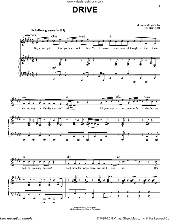 Drive (from The Lightning Thief: The Percy Jackson Musical) sheet music for voice and piano by Rob Rokicki, intermediate skill level