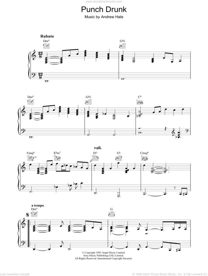 Punch Drunk sheet music for voice, piano or guitar by Sade and Andrew Hale, intermediate skill level