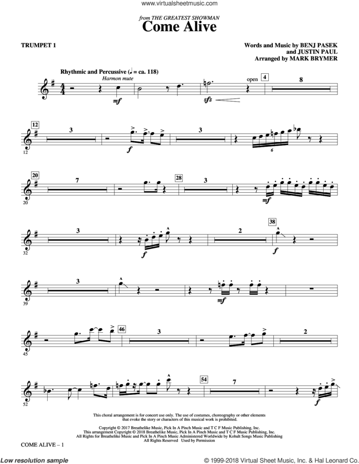 Come Alive (from The Greatest Showman) (arr. Mark Brymer) (complete set of parts) sheet music for orchestra/band by Mark Brymer, Benj Pasek, Justin Paul and Pasek & Paul, intermediate skill level