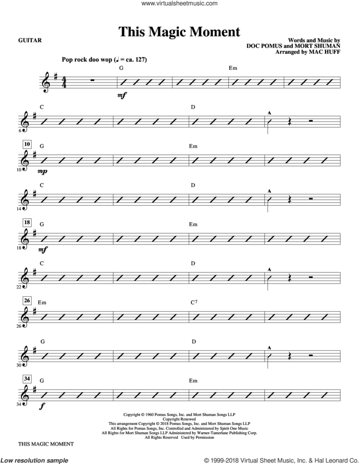 This Magic Moment (Arr. Mac Huff) sheet music for orchestra/band (guitar) by Ben E. King & The Drifters, Mac Huff, Jay & The Americans, Doc Pomus and Mort Shuman, wedding score, intermediate skill level