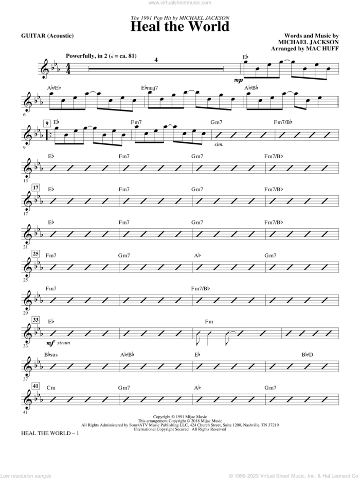 Heal the World (Arr. Mac Huff) sheet music for orchestra/band (guitar) by Michael Jackson and Mac Huff, intermediate skill level