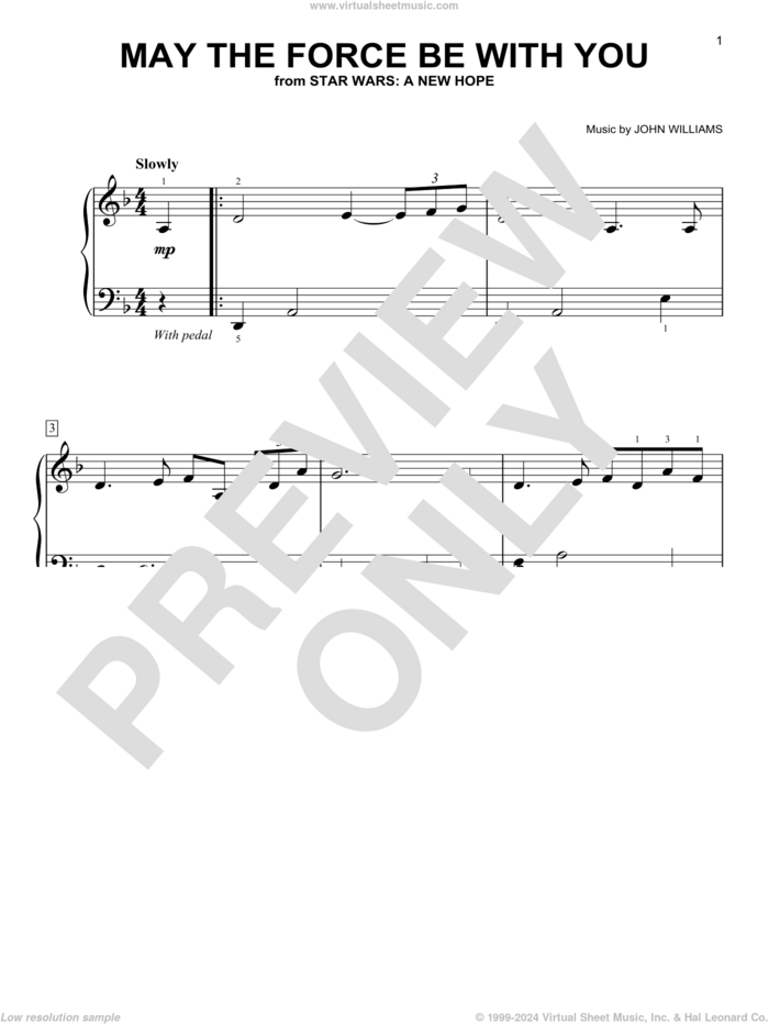 May The Force Be With You (from Star Wars: A New Hope), (easy) sheet music for piano solo by John Williams, easy skill level