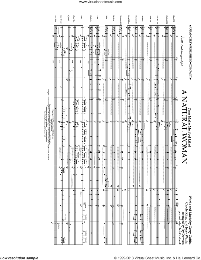 (You Make Me Feel Like) A Natural Woman (arr. Jay Dawson) (COMPLETE) sheet music for marching band by Carole King, Aretha Franklin, Celine Dion, Gerry Goffin, Jerry Wexler and Mary J. Blige, intermediate skill level