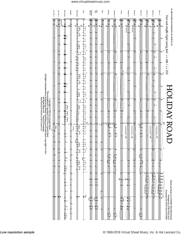 Holiday Road (from National Lampoon's Vacation) (arr. Tom Wallace) (COMPLETE) sheet music for marching band by Tom Wallace and Lindsey Buckingham, intermediate skill level