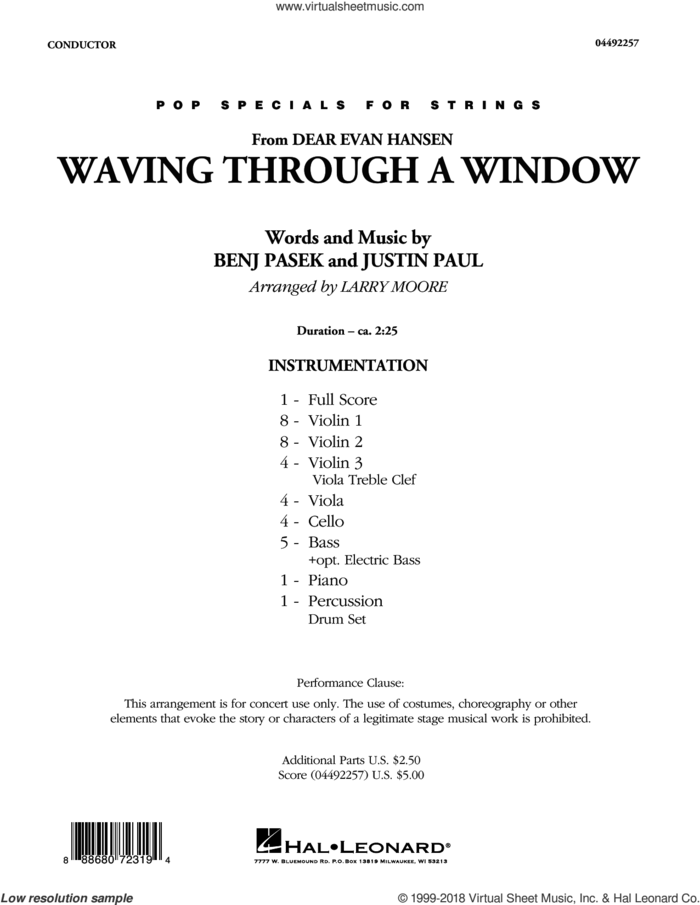 Waving Through a Window (from Dear Evan Hansen) (arr. Larry Moore) (COMPLETE) sheet music for orchestra by Pasek & Paul, Benj Pasek, Justin Paul and Larry Moore, intermediate skill level