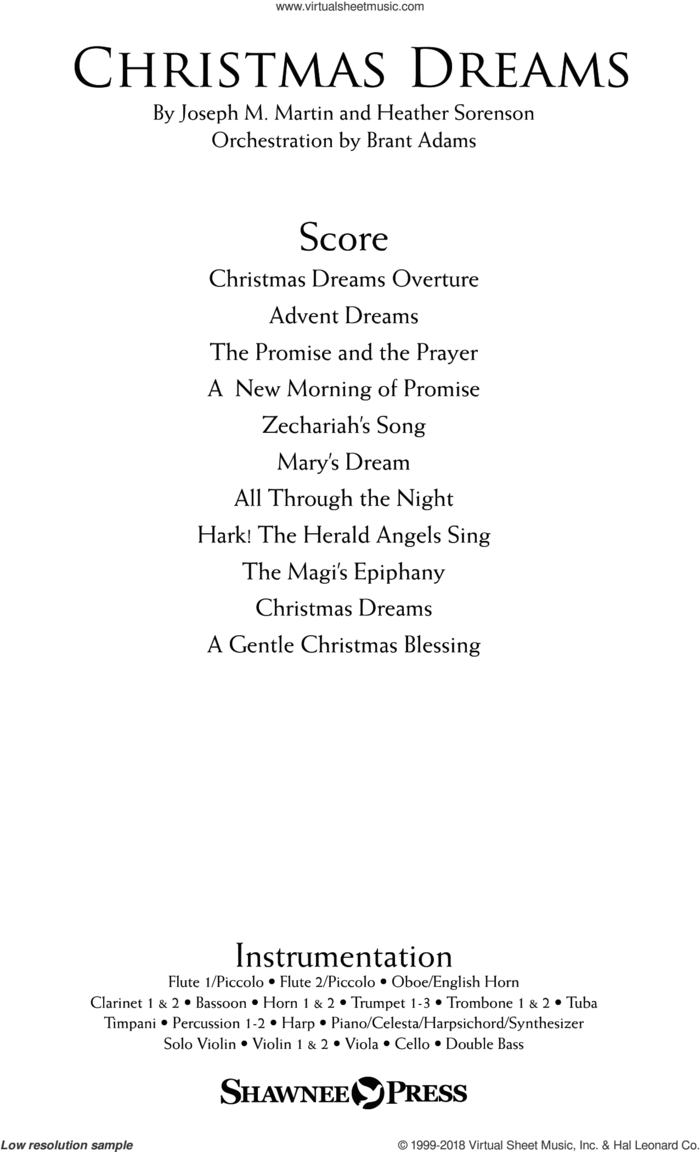 Christmas Dreams (A Cantata) sheet music for orchestra/band (score) by Joseph M. Martin and Heather Sorenson, Brant Adams and Joseph M. Martin, intermediate skill level