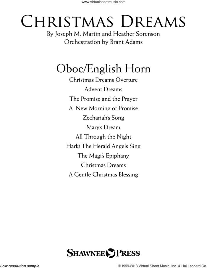 Christmas Dreams (A Cantata) sheet music for orchestra/band (oboe/english horn) by Joseph M. Martin and Heather Sorenson, Brant Adams and Joseph M. Martin, intermediate skill level