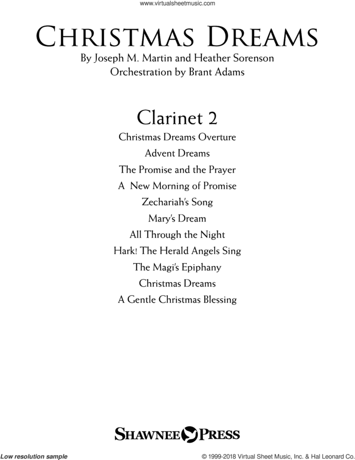 Christmas Dreams (A Cantata) sheet music for orchestra/band (Bb clarinet 2) by Joseph M. Martin and Heather Sorenson, Brant Adams and Joseph M. Martin, intermediate skill level