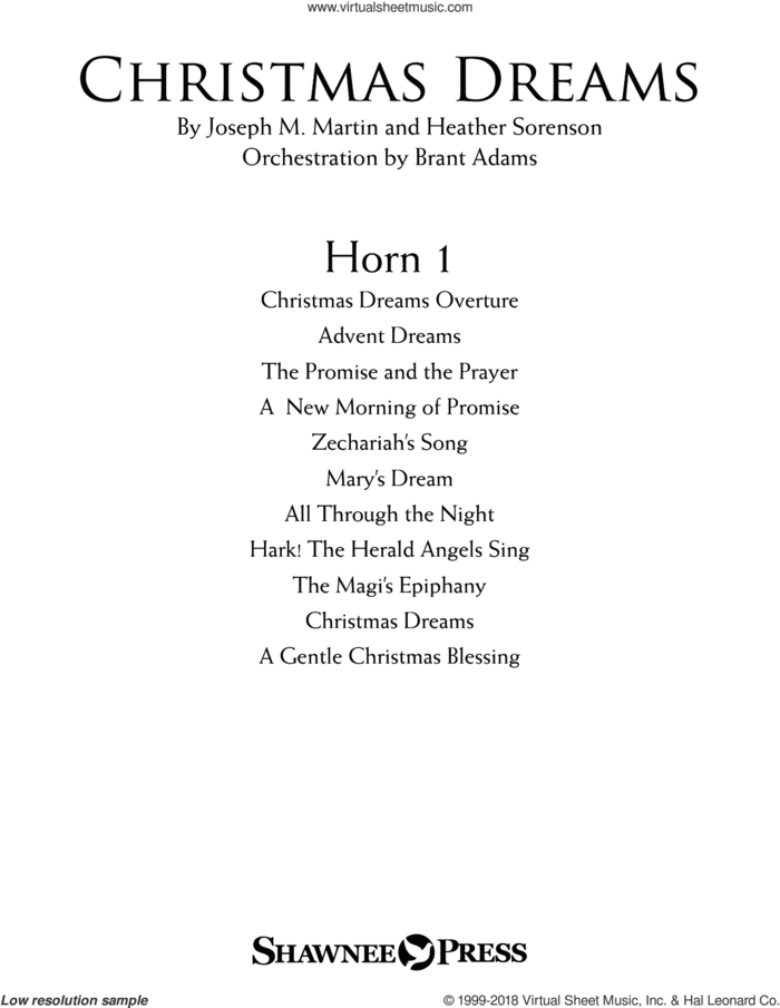 Christmas Dreams (A Cantata) sheet music for orchestra/band (f horn 1) by Joseph M. Martin and Heather Sorenson, Brant Adams and Joseph M. Martin, intermediate skill level
