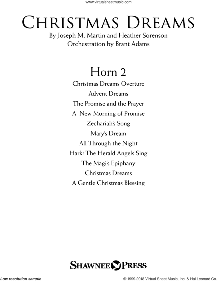 Christmas Dreams (A Cantata) sheet music for orchestra/band (f horn 2) by Joseph M. Martin and Heather Sorenson, Brant Adams and Joseph M. Martin, intermediate skill level