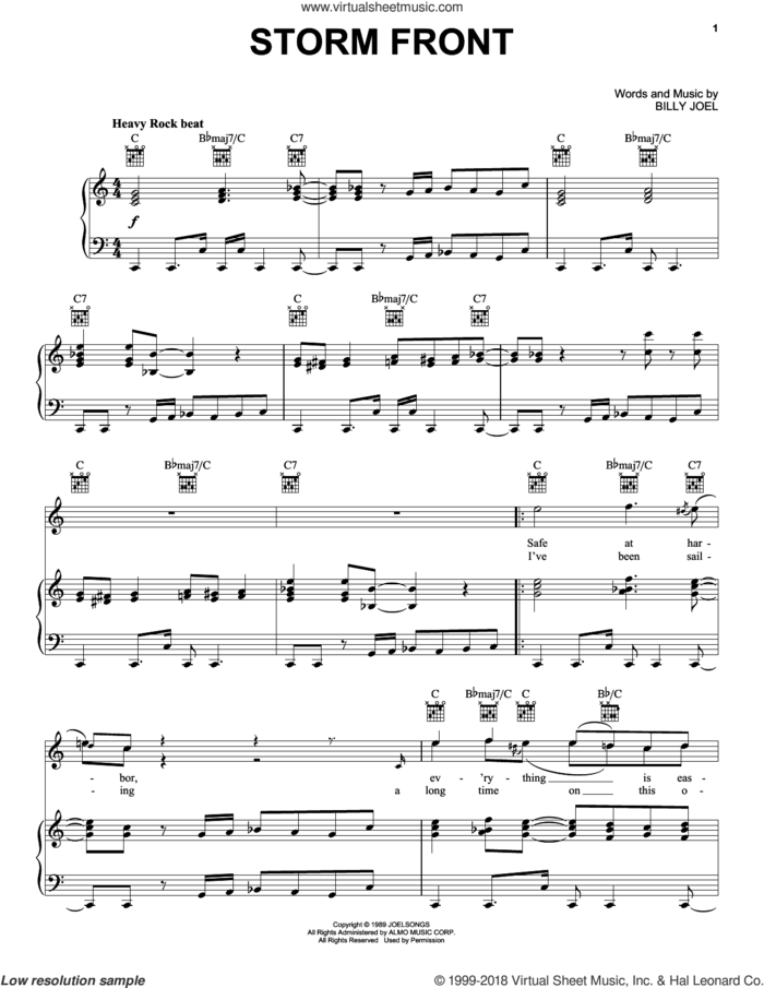 Storm Front sheet music for voice, piano or guitar by Billy Joel, intermediate skill level