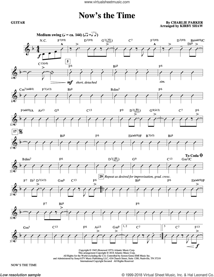 Now's the Time (arr. Kirby Shaw) (complete set of parts) sheet music for orchestra/band by Charlie Parker, intermediate skill level