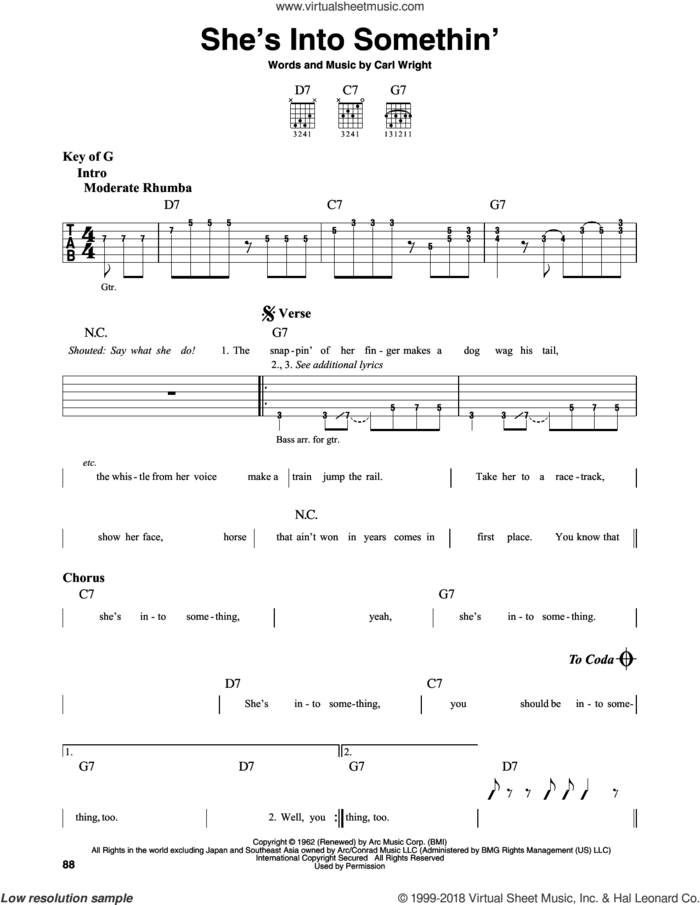 She's Into Somethin' sheet music for guitar solo (lead sheet) by Muddy Waters and Carl Wright, intermediate guitar (lead sheet)