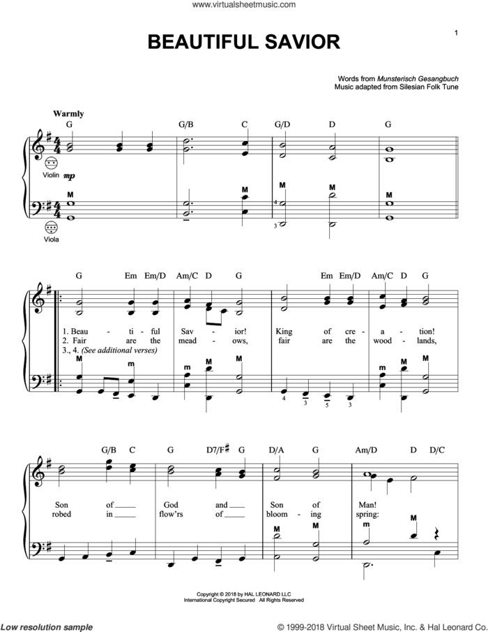 Beautiful Savior sheet music for accordion by Joseph August Seiss, Gary Meisner and Musterisch Gesangbuch, intermediate skill level
