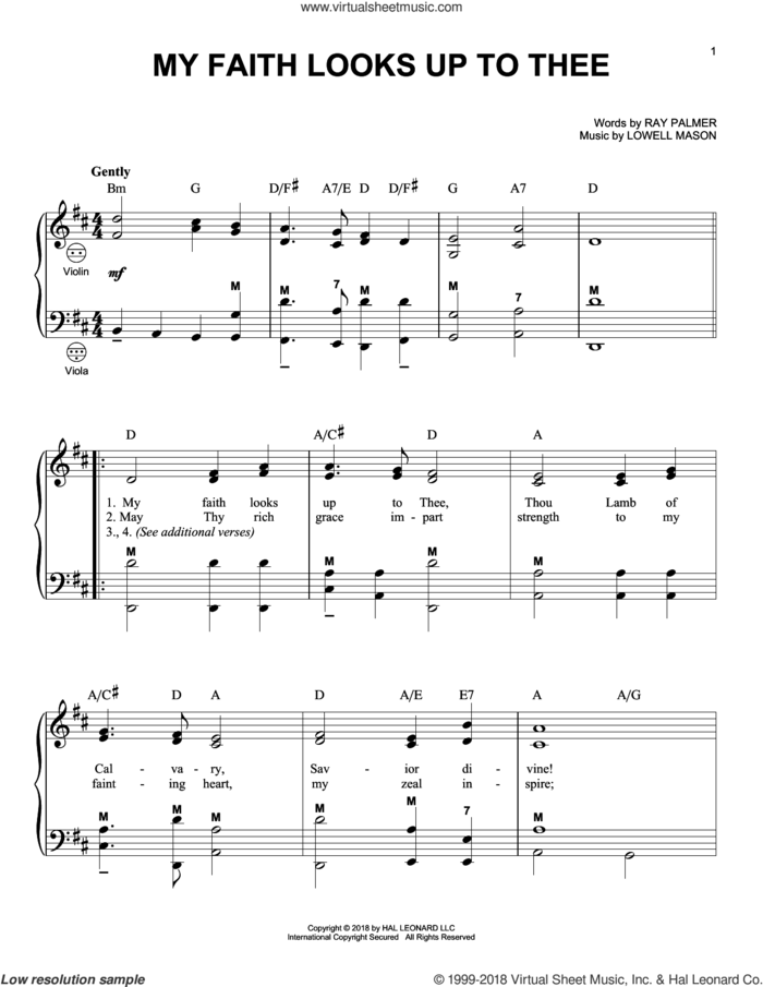 My Faith Looks Up To Thee sheet music for accordion by Lowell Mason, Gary Meisner and Ray Palmer, intermediate skill level