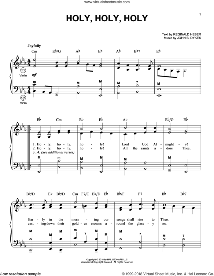 Holy, Holy, Holy sheet music for accordion by John Bacchus Dykes, Gary Meisner and Reginald Heber, intermediate skill level