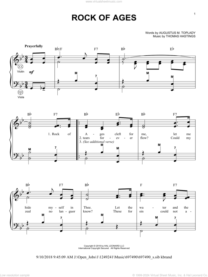 Rock Of Ages sheet music for accordion by Augustus M. Toplady, Gary Meisner and Thomas Hastings, intermediate skill level