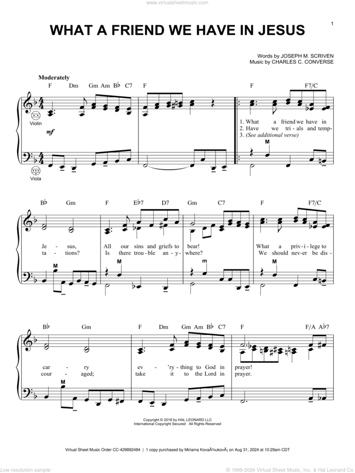 What A Friend We Have In Jesus sheet music for accordion by Charles C. Converse, Gary Meisner and Joseph M. Scriven, intermediate skill level