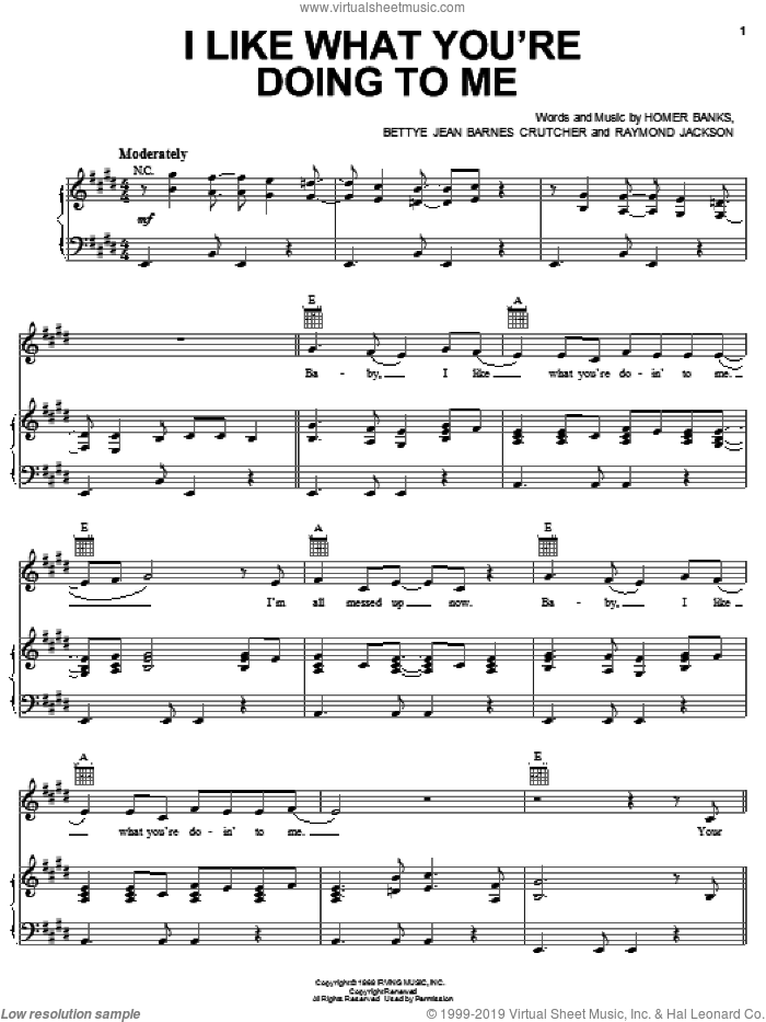 I Like What You're Doing To Me sheet music for voice, piano or guitar by Carla Thomas, Bettye Jean Barnes Crutcher, Homer Banks and Raymond Jackson, intermediate skill level